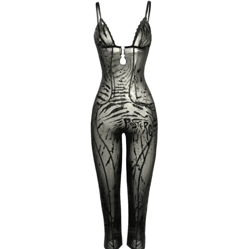 Brand new POSTER GIRL SCARLETT PEDAL PUSHER JUMPSUIT BLACK ZEBRA PRINT XS